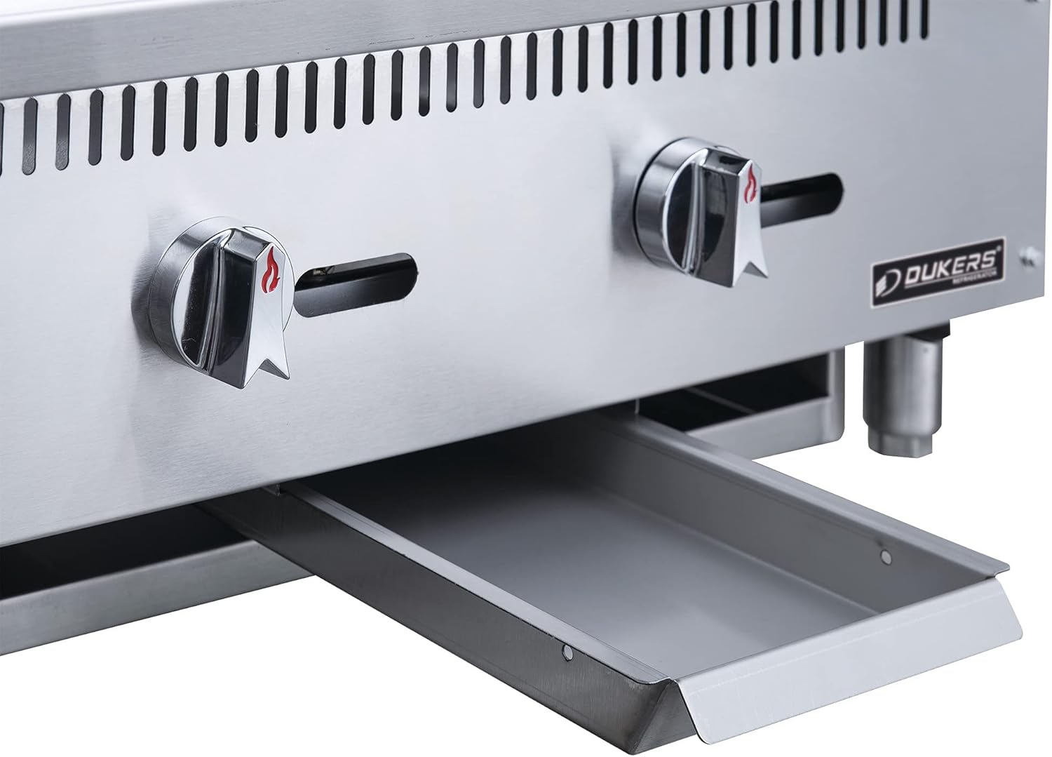 Dukers DCGMA36 36" in. W Commercial Countertop Gas Griddle, 1 Burner, NG/LPG (Natural Gas/Liquid Propane) 30,000 BTU 1 inch Plate with Manual Controls