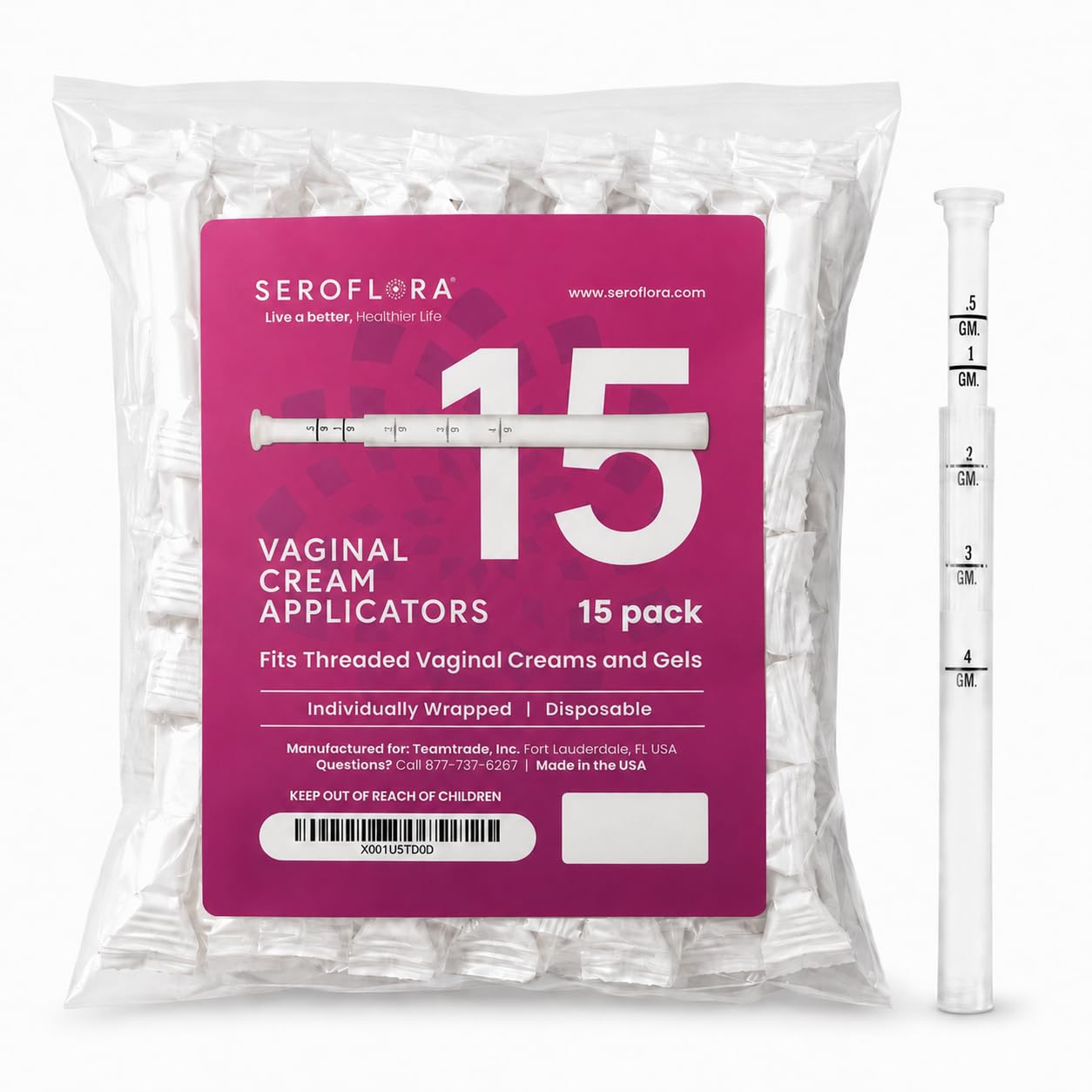 Photo 1 of Seroflora Vaginal Cream Applicator - 15 Count