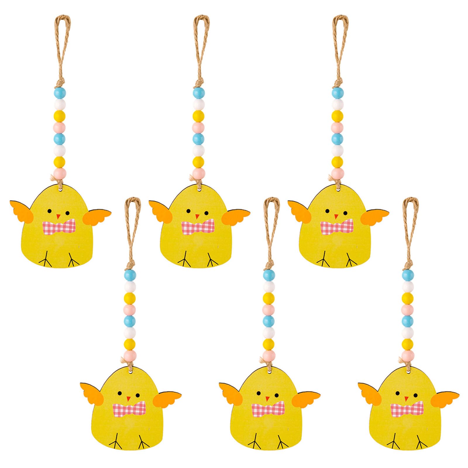Buxuaaaa Chick 6Pcs Easter Wood Hanging Ornaments Wood Slices Ornaments Decoration With Rope For Easter Decorations Hanging Pendant Decorations Indoor Outdoor For Tree Decoration