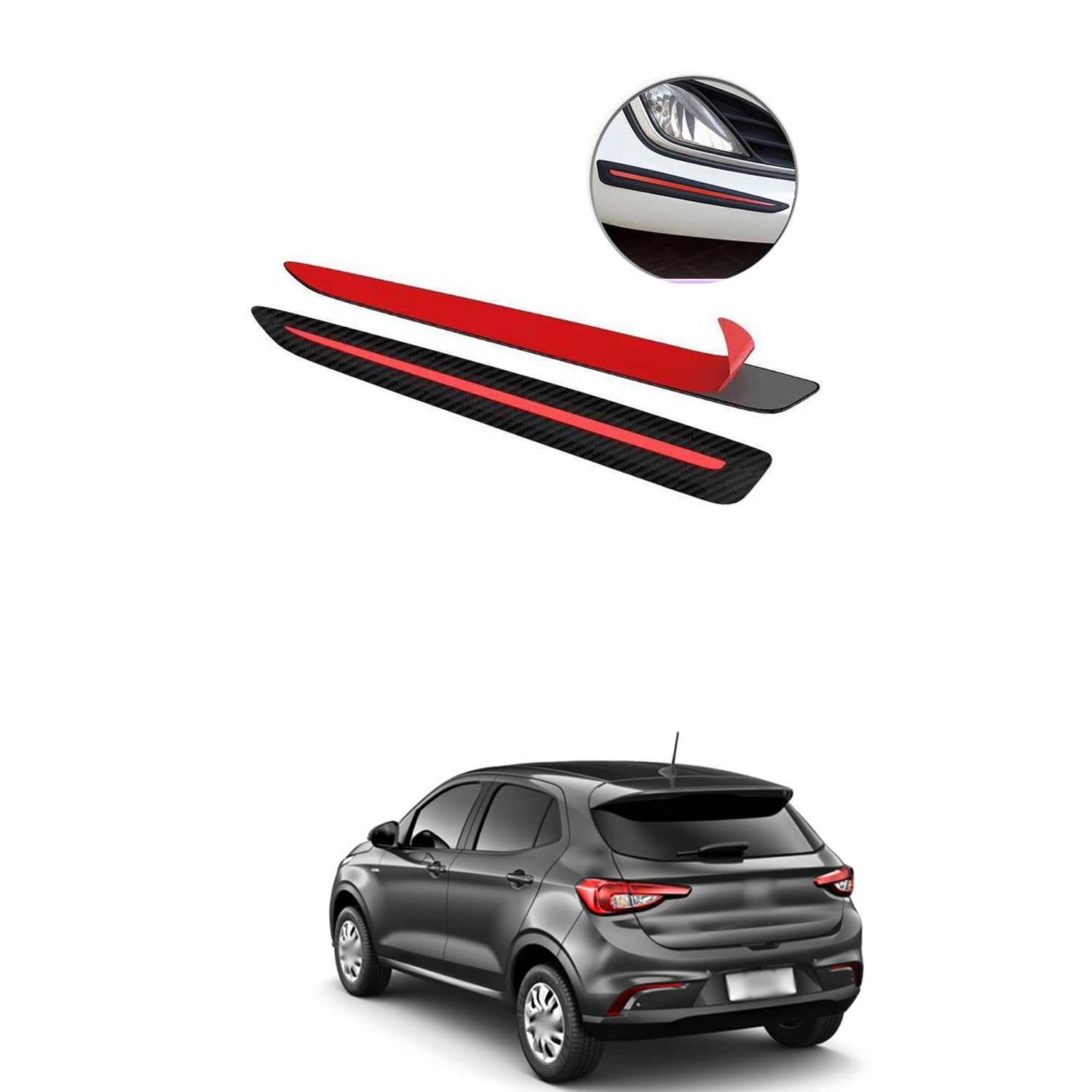 PRIKNIK Car Bumper Protector Guard Front Bumper Rear Bumper Protection with Red and Black Carbon Fiber Design 2Pcs Compatible with A-rgo