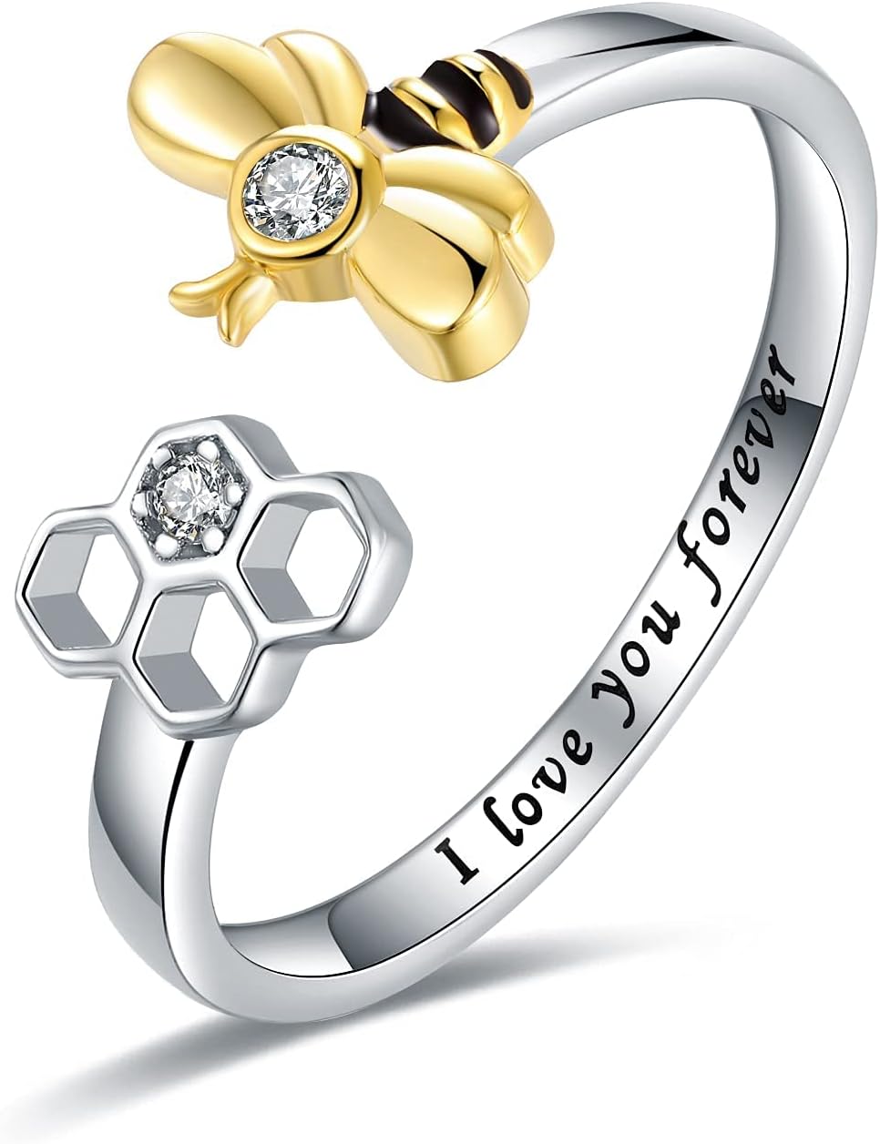 925-Sterling-Silver Honeycomb Bumble Bee Ring with Ghana Ubuy