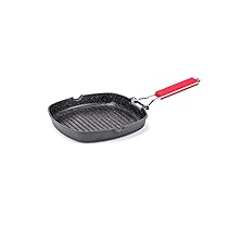 Moneta Bistecchiera 24 x 24 cm Pro Grill con Manico Pieghevole anche per Induzione antiaderente