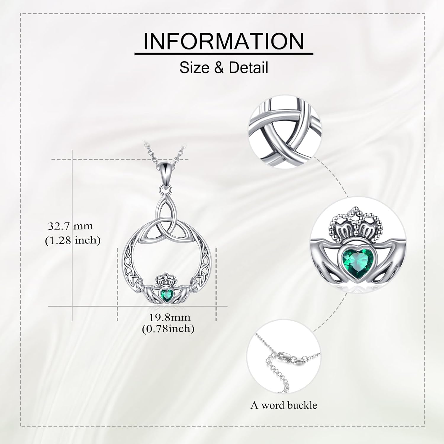 YAFEINI Claddagh Necklace Sterling Silver Celtic Knot Pendant Claddagh Jewelry for Women Mom - Image 3