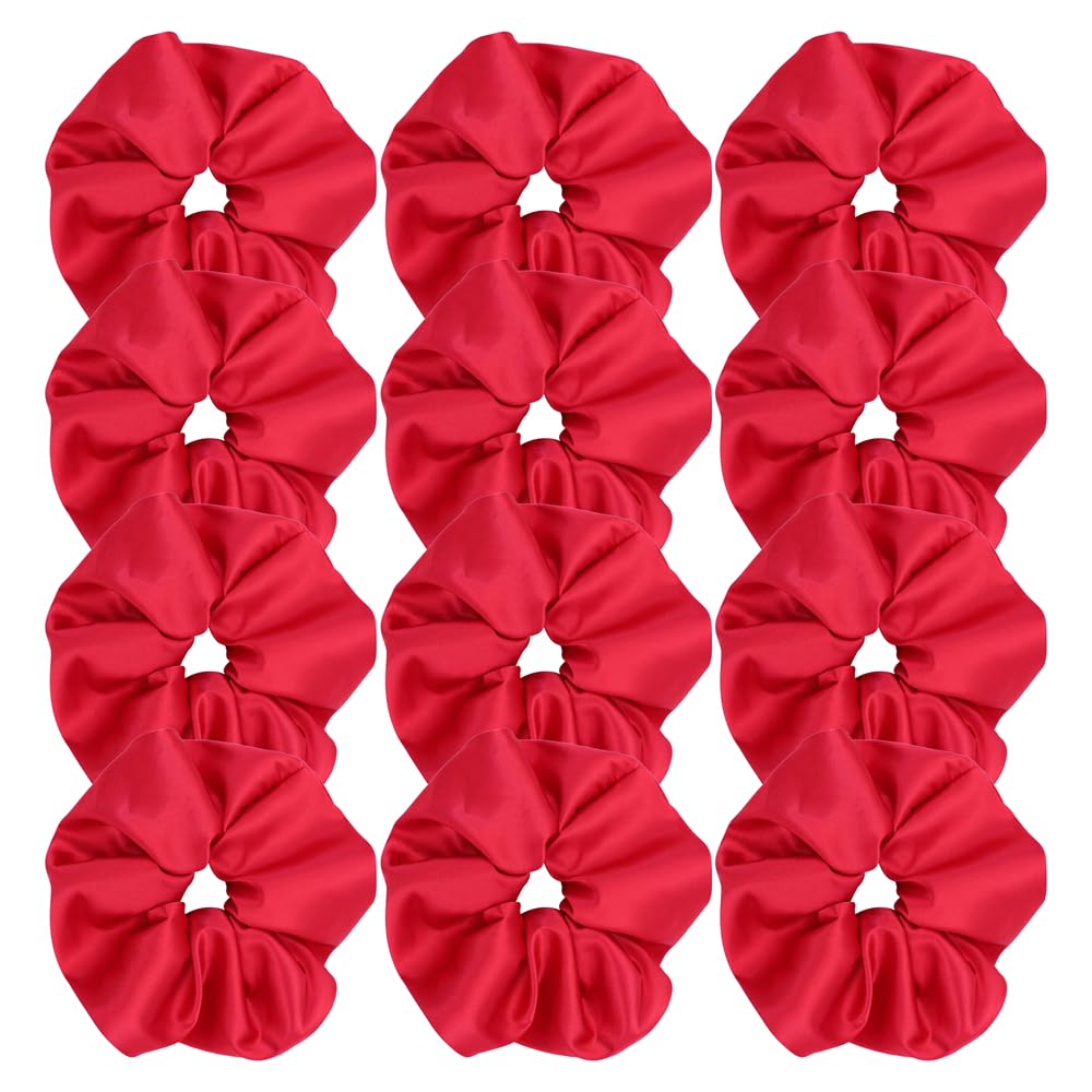 12 Pcs Oversized Satin Silk Scrunchies Hair Ties for Women Girls Bracelets Ponytail Holder Hair Bands Elastic Ropes Big Hair Bun Accessories (