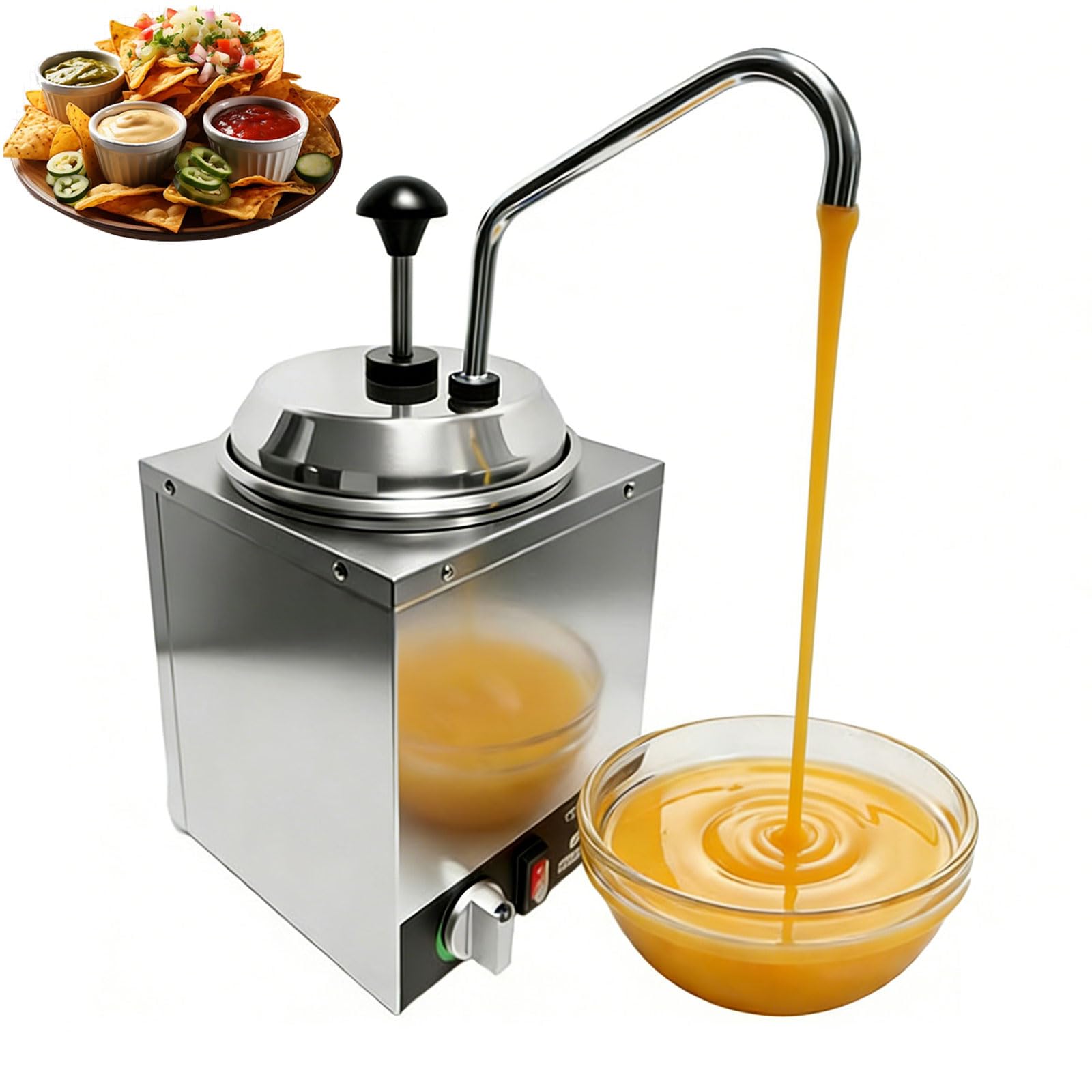 Dispensador De Bomba Calentador De Salsa De Queso Nacho 2l, Calentador Comercial De Dulces Calientes con Ajustable De 30 A 85°c, Máquina Calentadora De Queso para Dulces Calientes, Caramelo