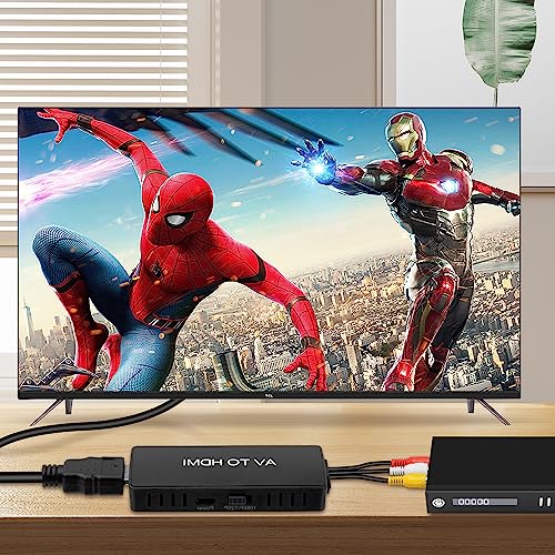 Image of AXFEE RCA to HDMI Converter, 1080P Composite CVBS AV to HDMI Video Audio Adapter with Cable for PS2 /Xbox /SNES /N64 /VHS /VCR Video Recorder DVD, Supports PAL /NTSC