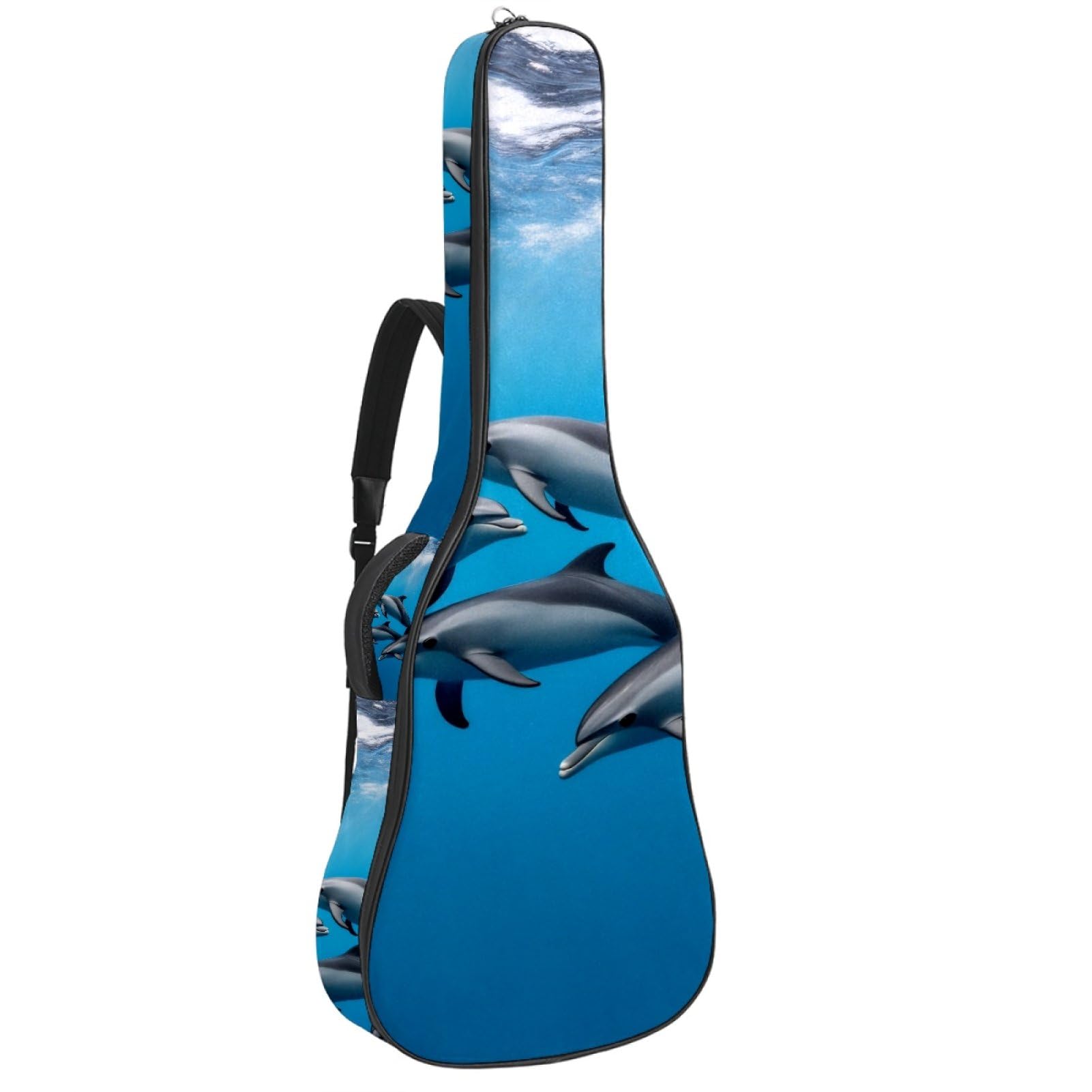 43 Zoll Akustikgitarre Softcase mit Rucksackgurt und 2 Taschen Hibiskus Blume Hintergrund, keine Polsterung Rucksack Wasserdicht Oxford Tuch Bass Gitarre Gigbag für Konzertgitarre