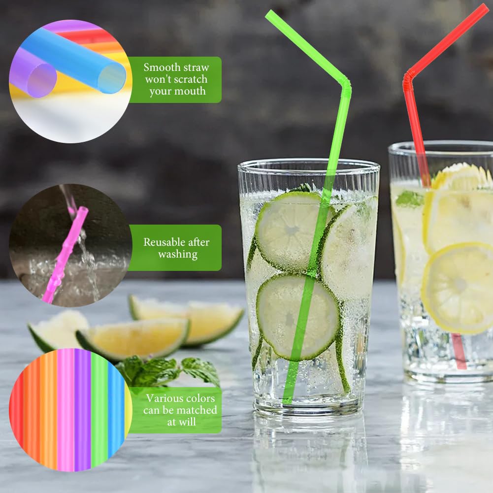 AUAUY 100 sztuk słomek do picia na imprezę, urodziny, wesele, słomki wielokrotnego użytku, do smoothie, soków, koktajli