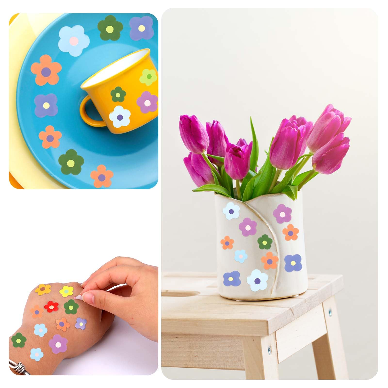 585 Mini Flower Stickers for Scrapbooking, Boho Tiny Cute Self-Adhesive Pastel Stickers - Vinyl Flower Decals for Water Bottle, Laptop, Car, Cellphone Case, Arts & Craft - Image 7