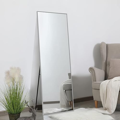 MIRUO Espejo de longitud completa, espejo grande para montar en la pared, espejo de dormitorio, espejo de vestidor, marco delgado de aleación de