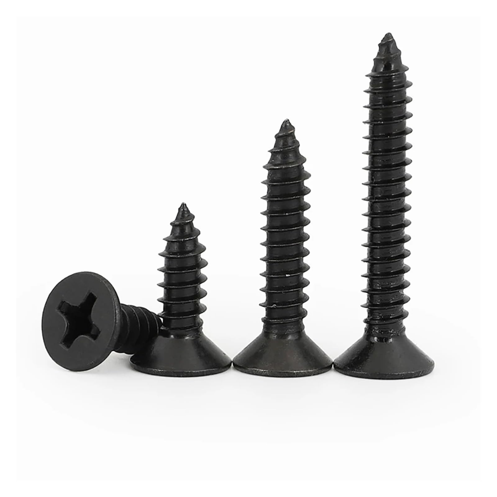 Tornillos Tornillos autorroscantes Tornillo de Ace 100 Tornillos autorroscantes de Cabeza avellanada Plana en de Acero al Carbono Negro M3 for Uso eléctrico o en Madera(M3 x100pcs*30mm)