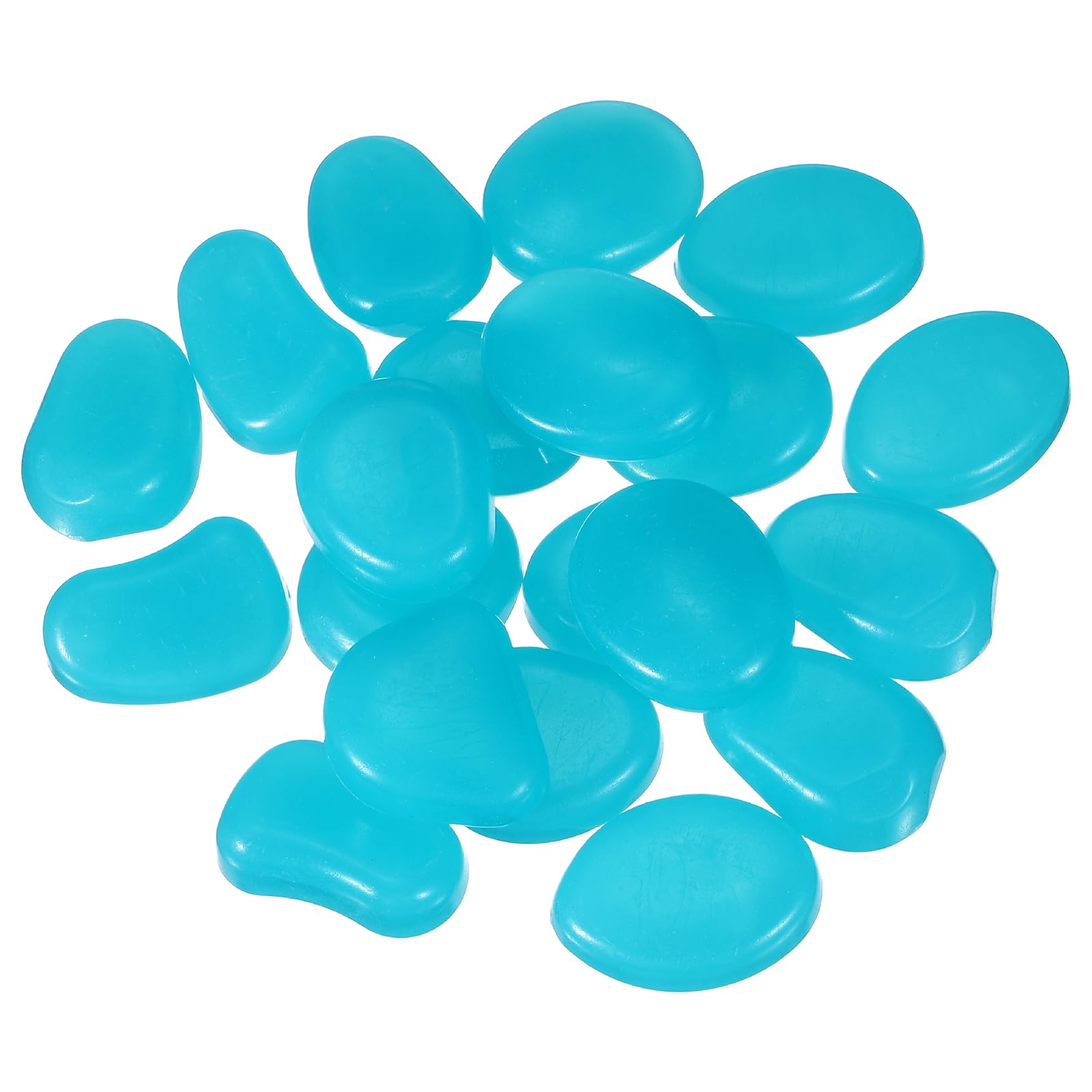 YELARXI Large Glow in the Dark Stones, Luminous Pebbles Stones Glowing Rocks Decorative Light Up Pebbles Fitting for (Fish Tank/Outdoor Garden Decor/Yard/Walkway) 20 Pcs & Light Blue