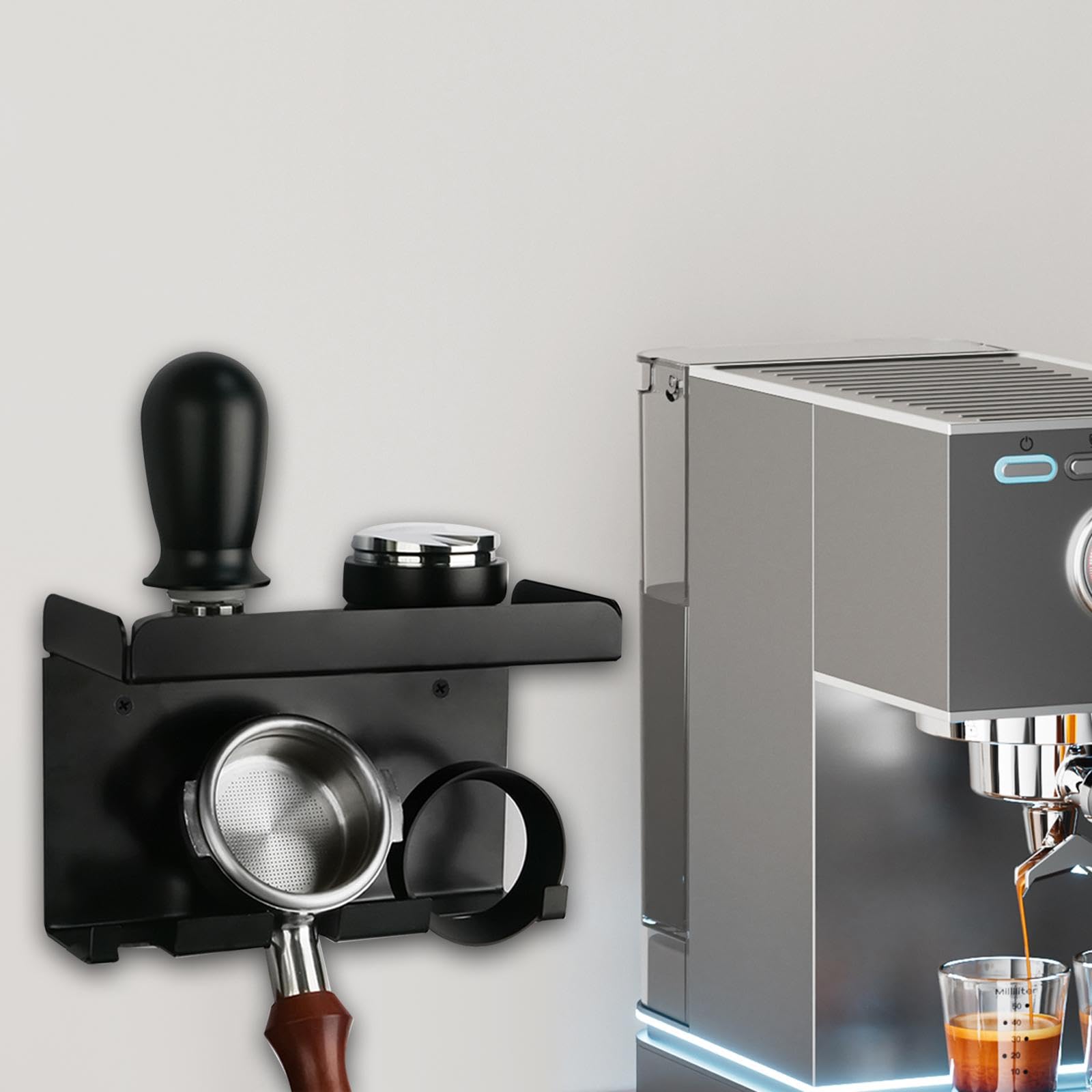 Soporte De Pared Para Cafetera Espresso - Organizador De Estación De Café Con Espacio Para Accesorios
