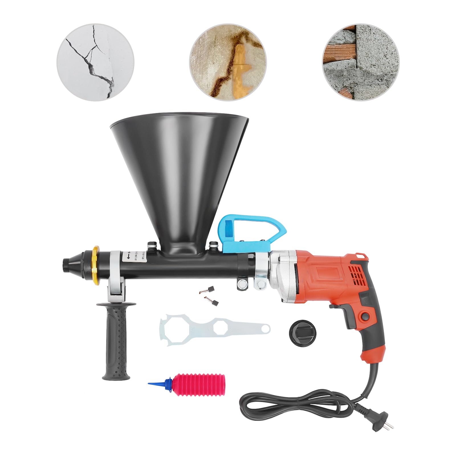 Pistola de lechada de 220 V, prensa de mortero, 700 W, pistola para juntas de cemento, pistola de mortero, bomba de mortero, bomba de mortero, 2 boquillas, accesorios para mortero, jeringa de lechada,