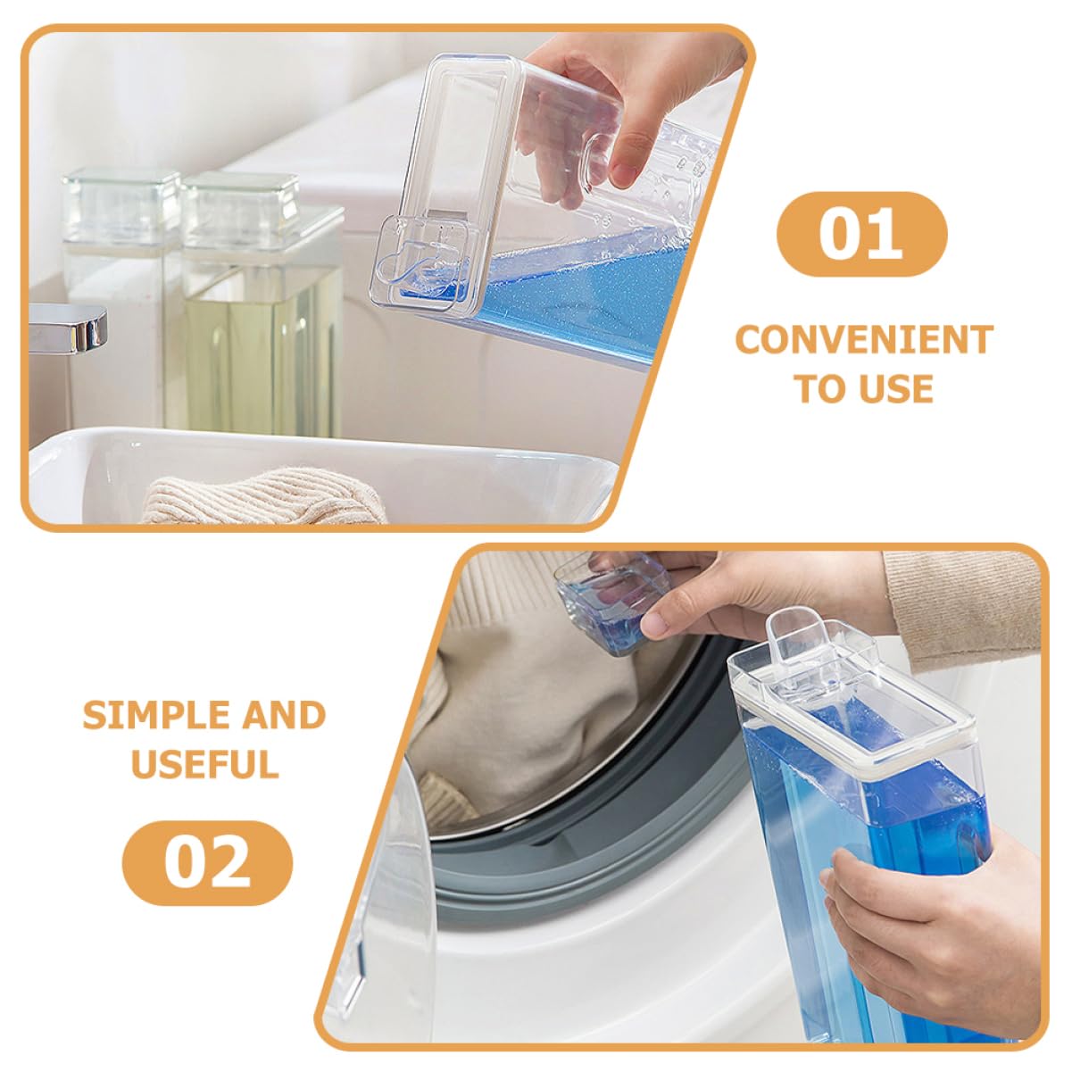 Contenedor de Detergente de Lavandería Reutilizable y Hermético de Pet Capacidad para 2 Botellas, Adecuado para Almacenamiento Organizado en Cocina o Baño