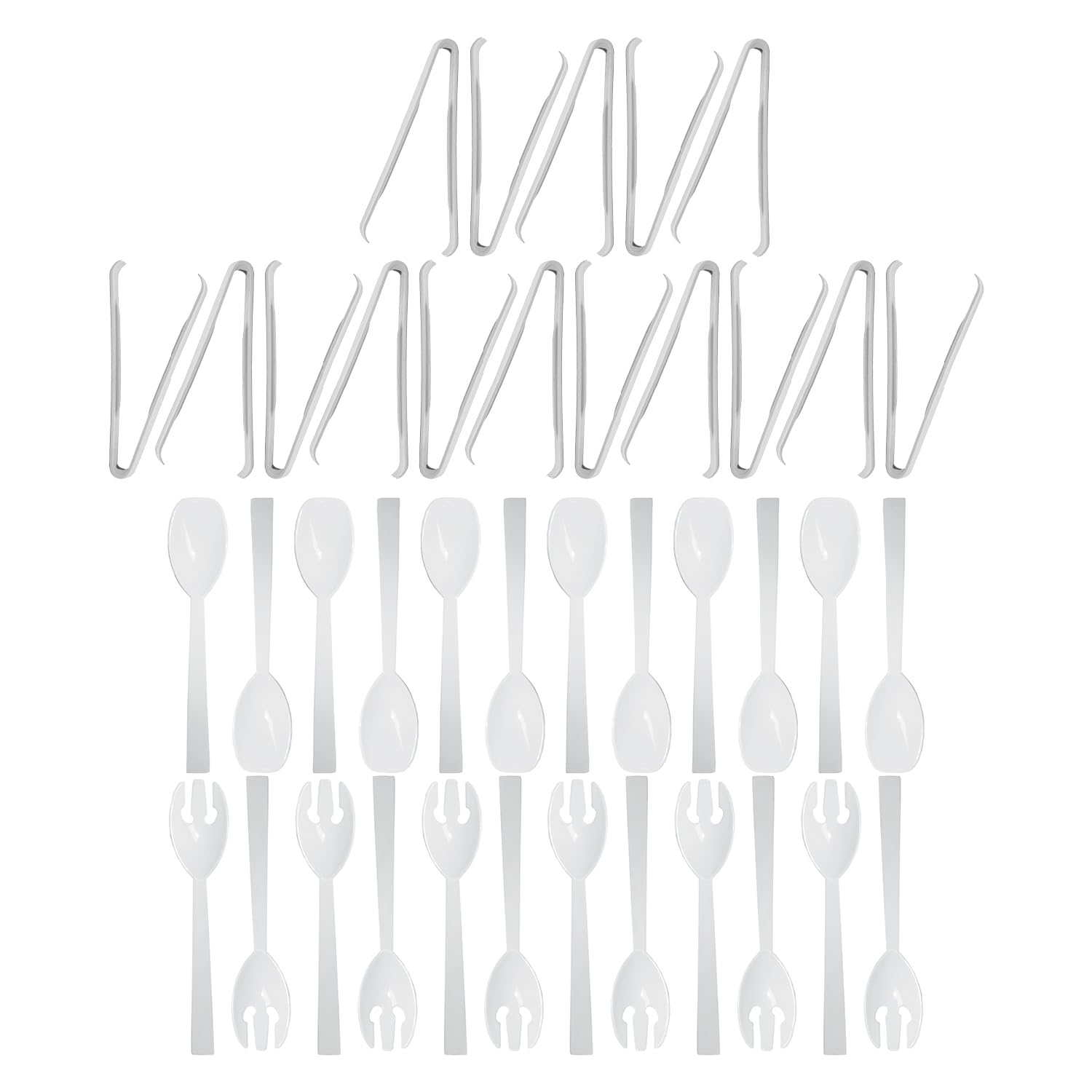 Party Essentials Juego de utensilios de servir de plástico duro, 40 piezas, color blanco