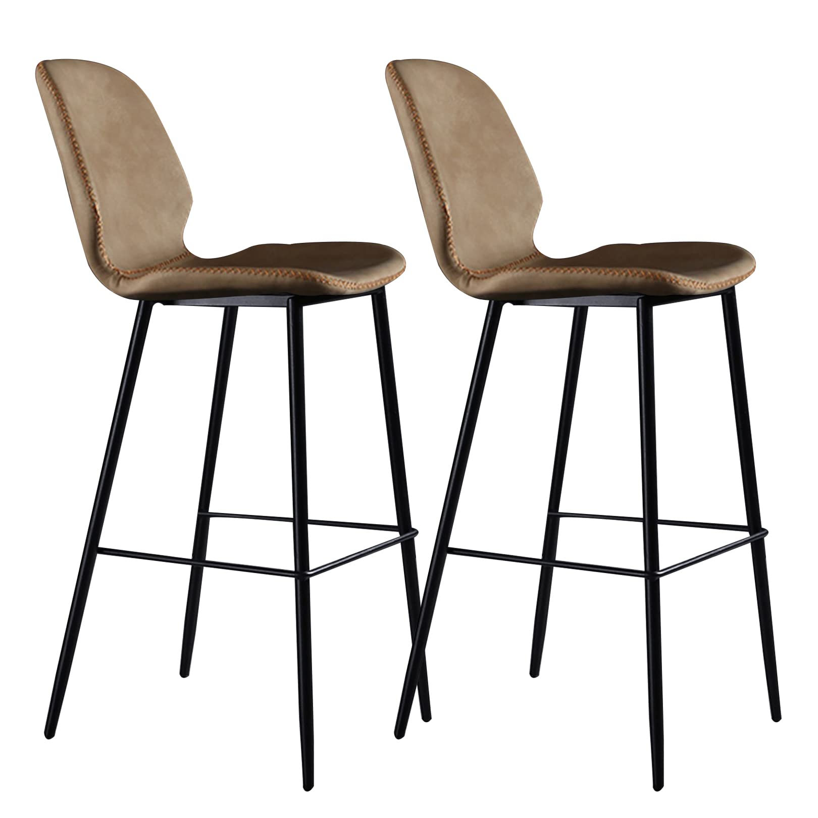 Tabourets de bar lot de 2 chaises de comptoir de 75cm en cuir et métal pour pub