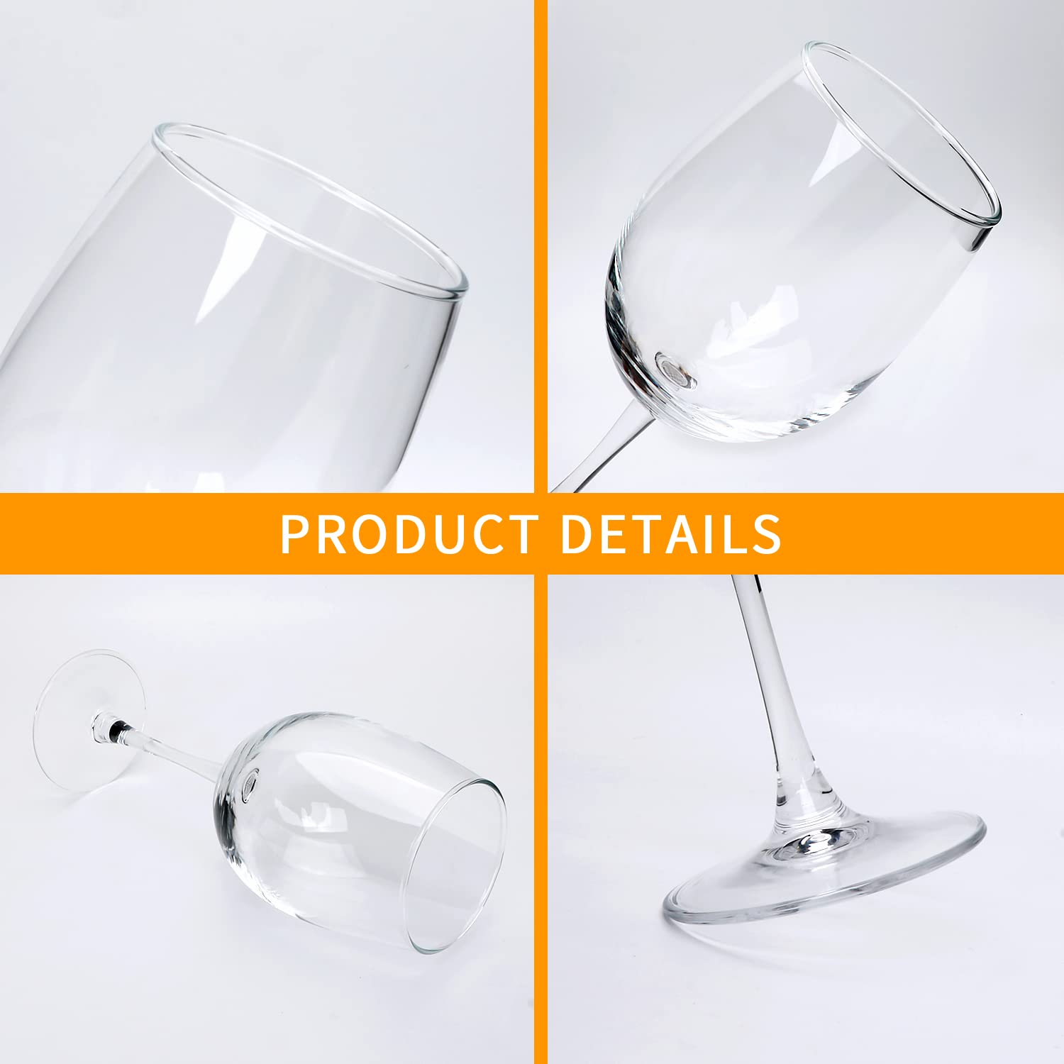 Red Wine Glasses Set - 6 Crystal Glasses -3