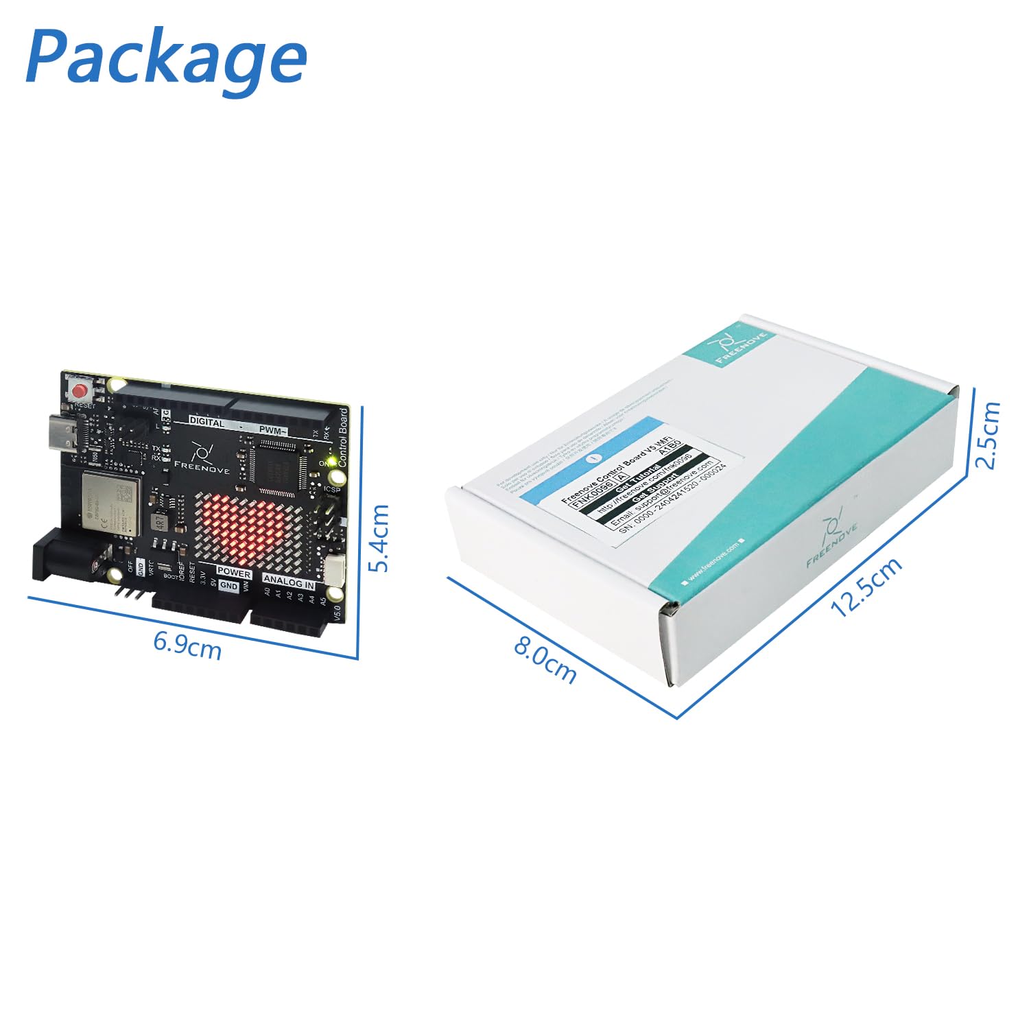 Freenove Control Board V5 Rev4 WiFi (Compatible with Arduino IDE), Arm Cortex-M4 Microcontroller, Onboard ESP32-S3, LED Matrix, USB-C Connector, Example Projects and Code Tutorial