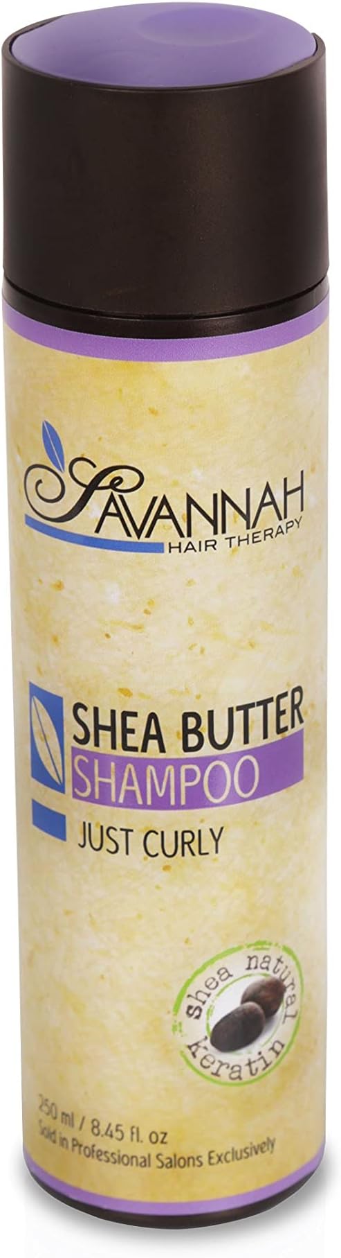 Savannah Hair Therapy - Just Curly Shampoo Shea Butter, Cotton and Silk Protein and Vitamin B6 - For Dry, Curly and Damaged Hair. Sodium Chloride and Sulfate Free 250ml (8.45 oz)