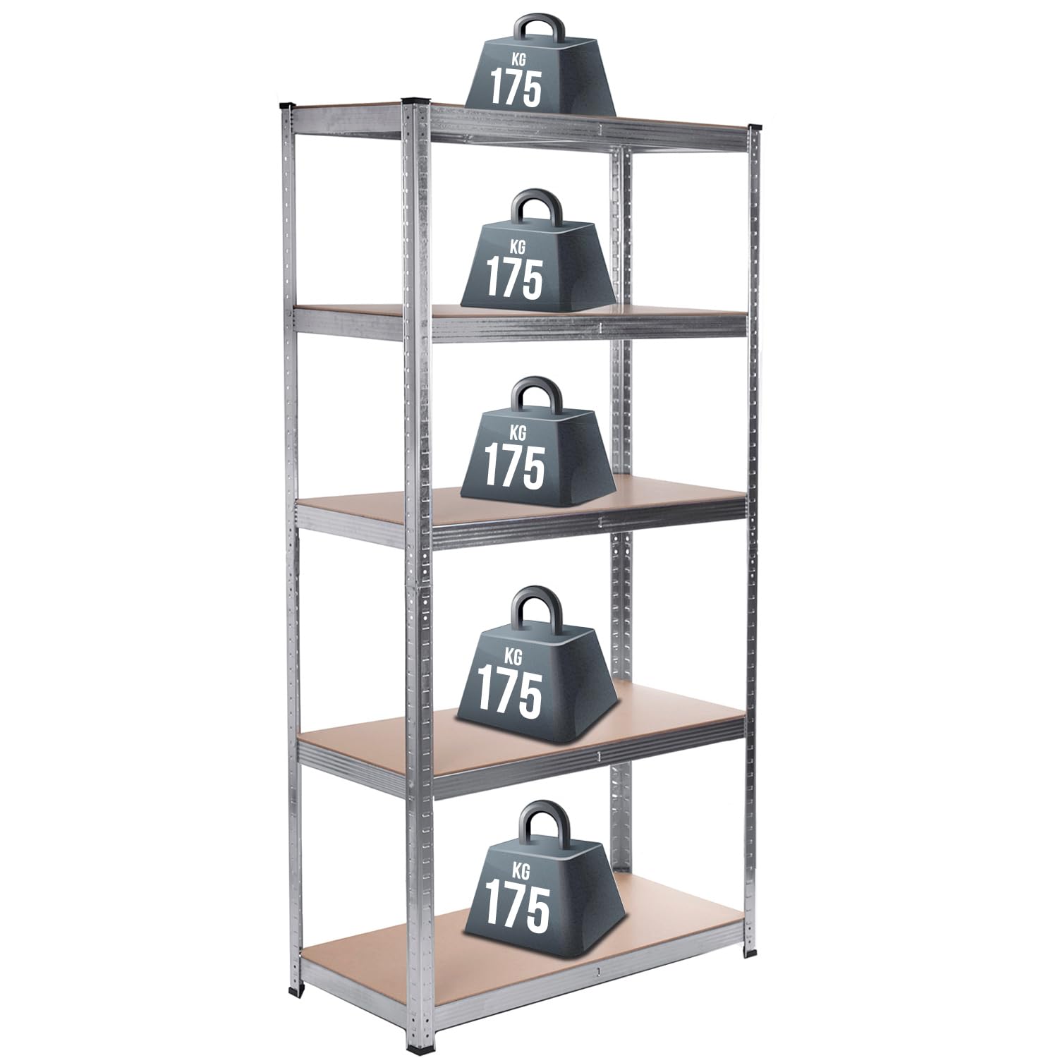 Green Blue GB378 2 x regał magazynowy z metalu, z 5 półkami o regulowanej wysokości, nośność 175 kg, 180 x 90 x 40 cm, ocynkowany, składany, do piwnicy, warsztatu, 2 sztuki