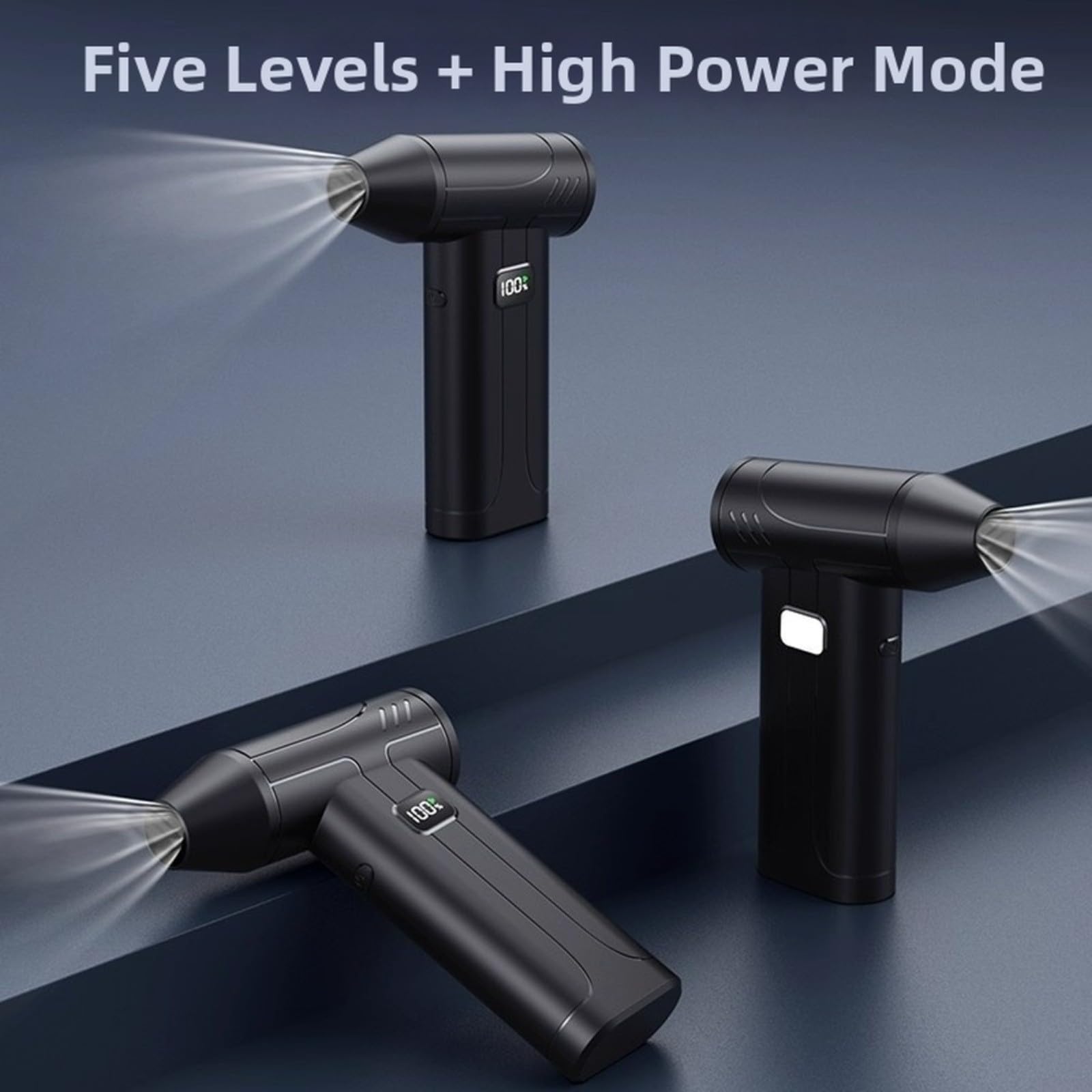 Soffiatore portatile con ventola turbo a 6 velocità, display digitale ad alta velocità 100000 giri/min, batteria 6000 mAh, luce LED per barbecue da campeggio all'aperto