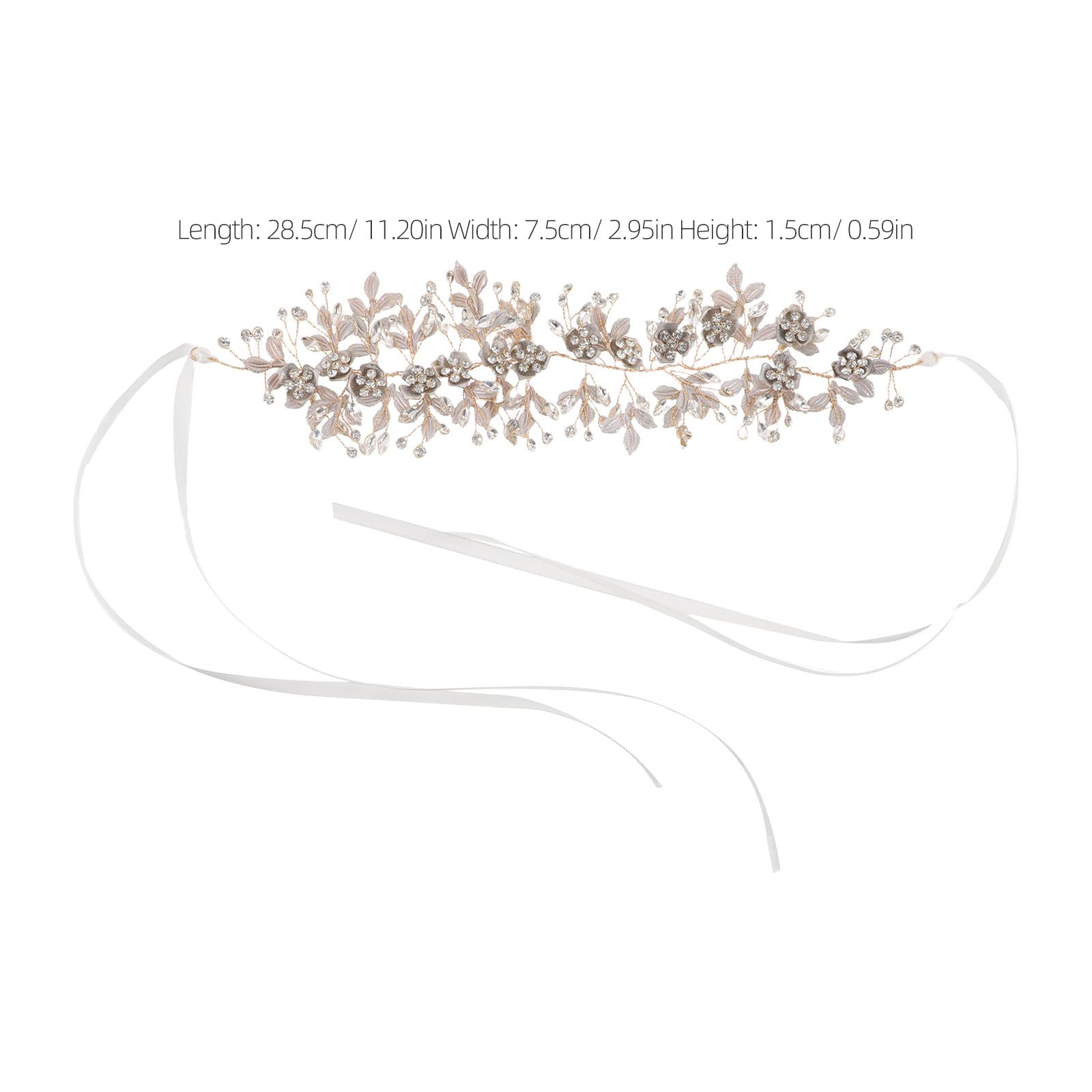 POPETPOP Cerchietto da Sposa Foglie Dorate e Fiori Fascia per Capelli Strass Scintillanti in Lega Copricapo Floreale per Acconciature Raccolte o Sciolte per Matrimoni e Occasioni Speciali