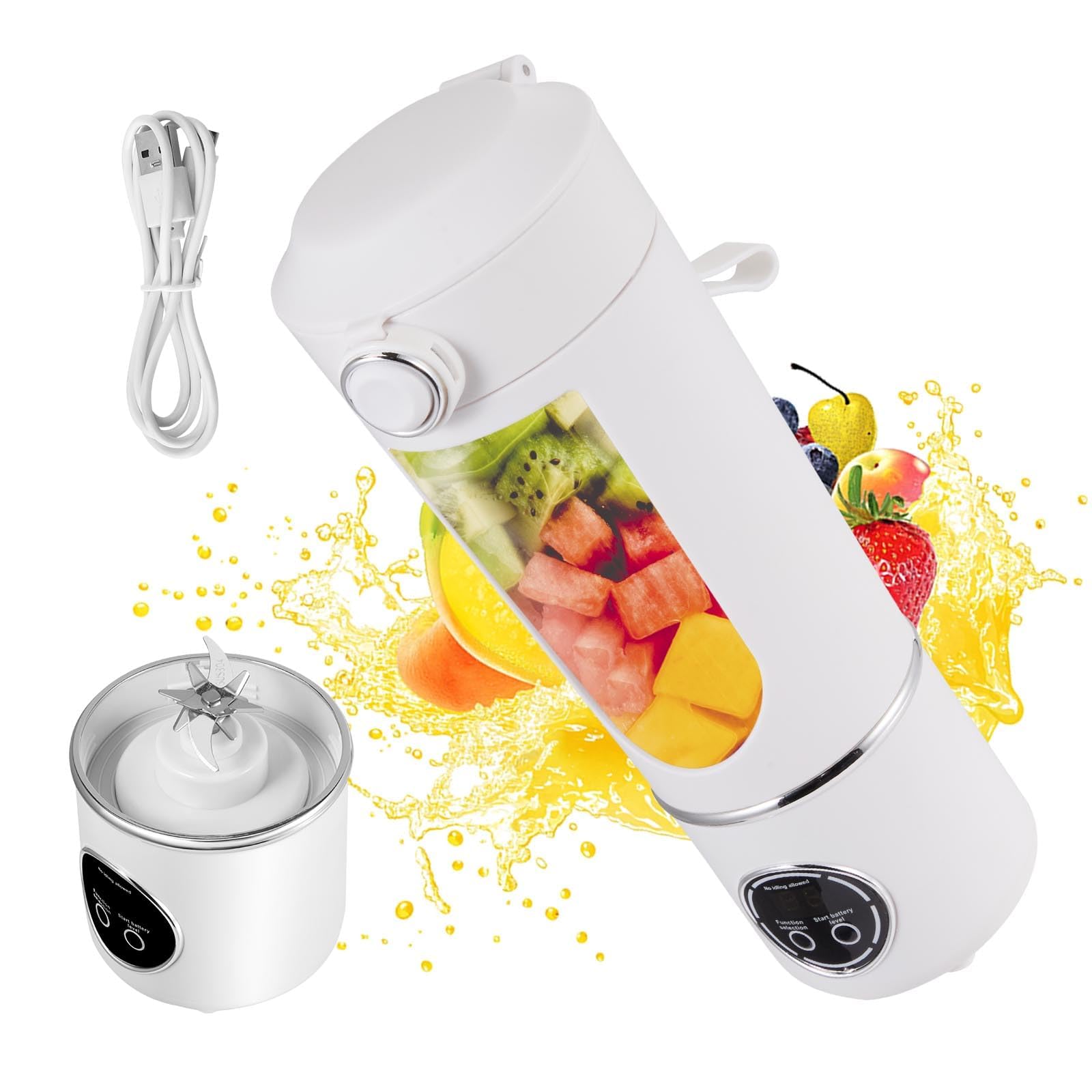Portable Blender, 700ml Traveling Portable Fruit Veggie Juicer, Mini Personal Blender for Shakes and Smoothies with Rechargeable USB, Electric Blender with 12 Blades for Gym,Office,Traveling