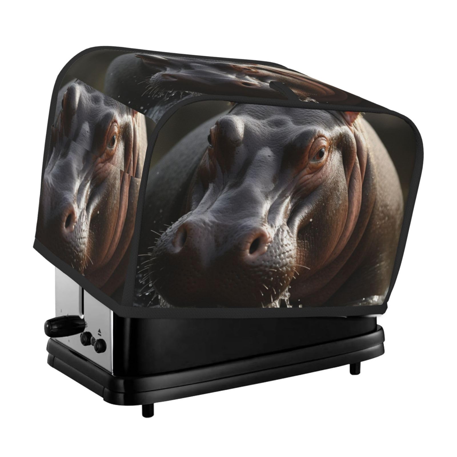 Fodpand Black Toaster Covers 2 Slice Hippo Bread Machine Cover Quilted Toaster Dustproof Cover Washable Appliance Cover Bread Maker Protective For Kitchen Small Appliance