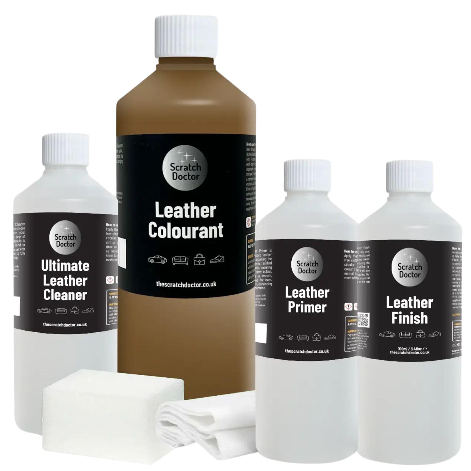 The Scratch Doctor Leather Recolouring Kit for Furniture & Car Seats | Clean, Dye & Protect | Includes Cleaner, Primer, Dye & Sealant (Dark Grey, 1000ml) — view 8