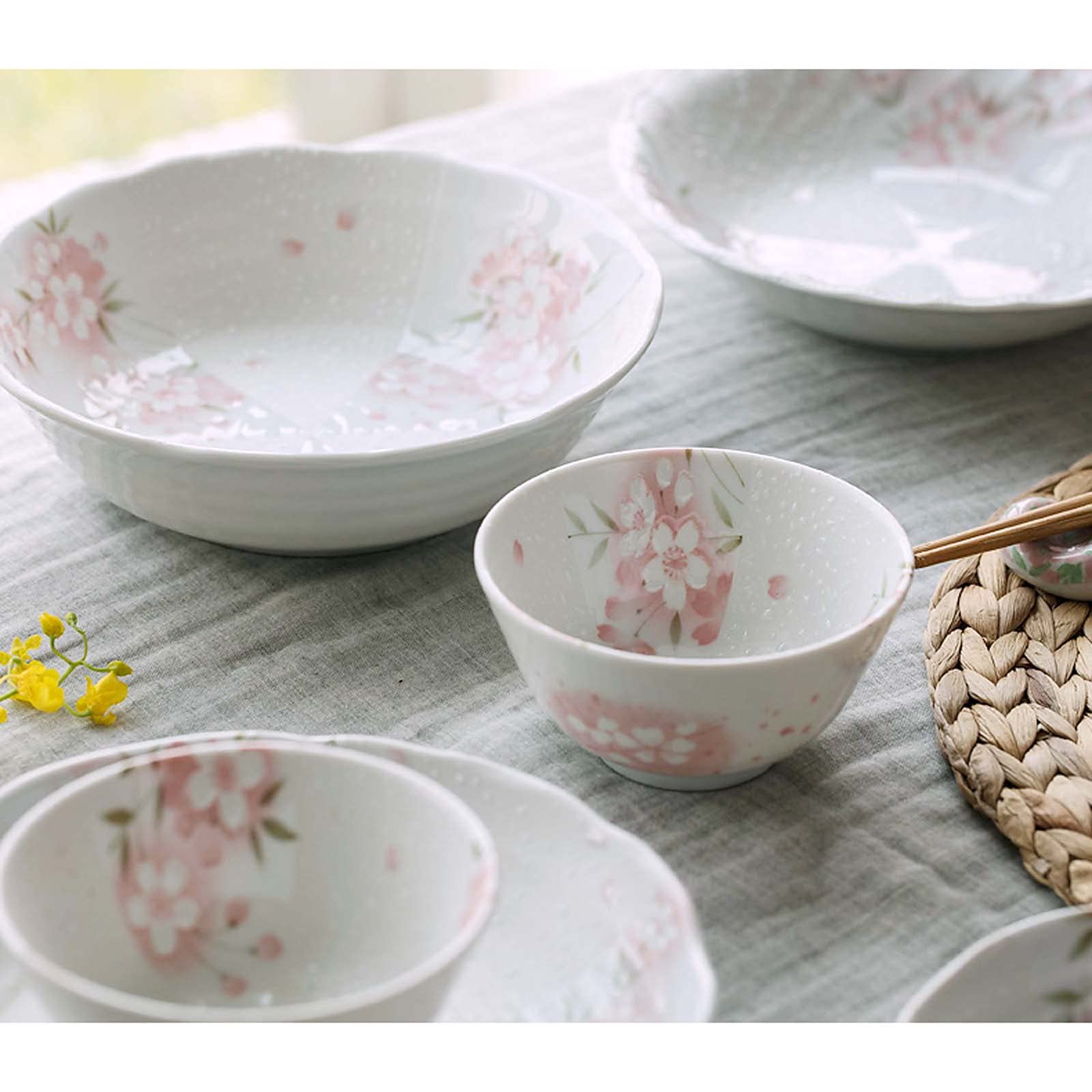 10-częściowy zestaw łączony porcelany Piękne naczynia i talerze z wzorem Sakura Zestaw naczyń kuchennych na obiad, sałatkę, deser