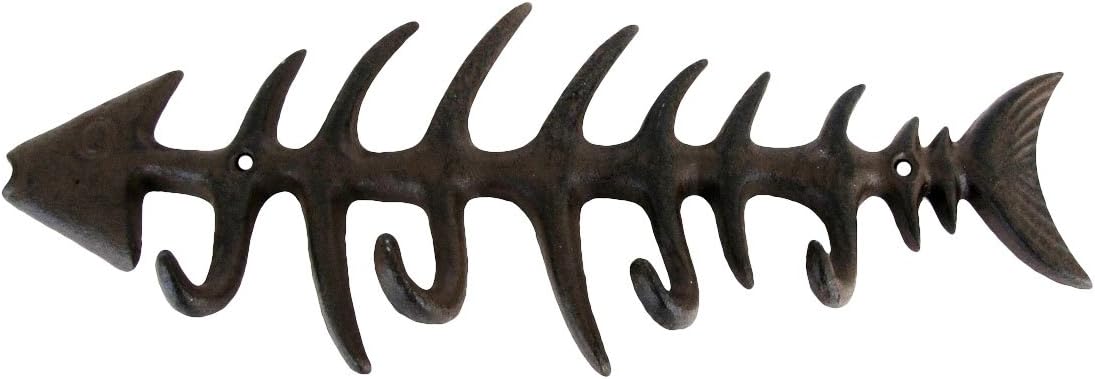 Treasure Gurus Cast Iron Fish Bone Coat/Hat/Towel/Key Ring Hook