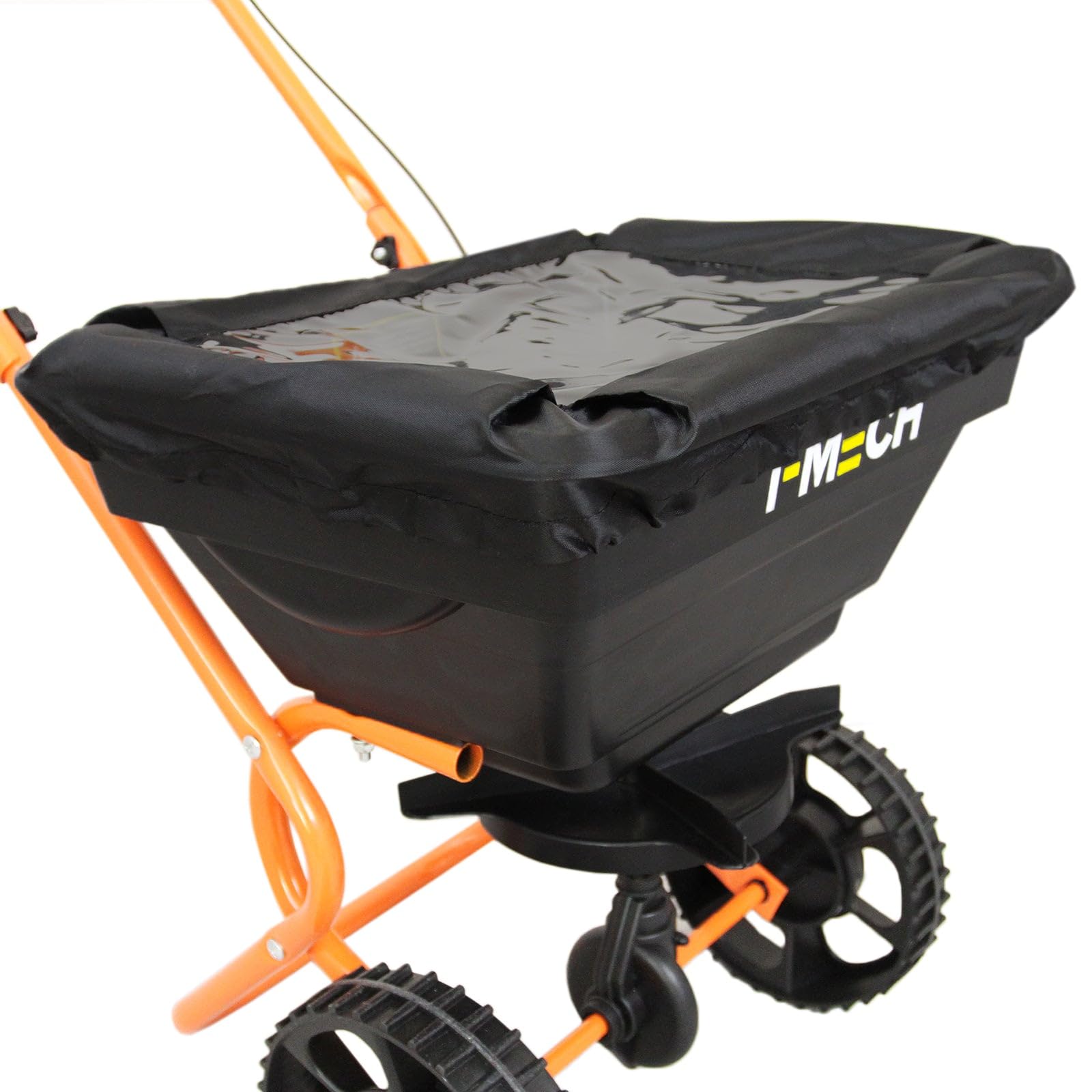 Niveleur de Pelouse & Épandeur Rotatif 100 cm x 32cm (Vert) Engrais Râteau Nivellement Jardin Lute Manche Extensible 1,15-1,9m Prise Facile Capacité 25kg Gravier Sable Graine Housse De Pluie & Gants