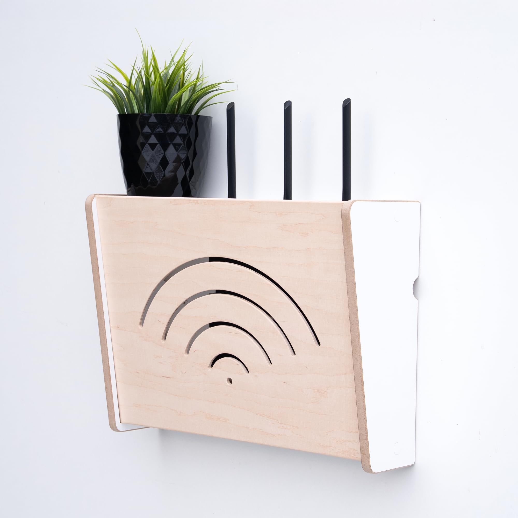 OHANA Router Cabinet - Router Storage Box - WiFi Shelf - Router Hide - Wall Box, Natural, 42x10x32 - Image 4