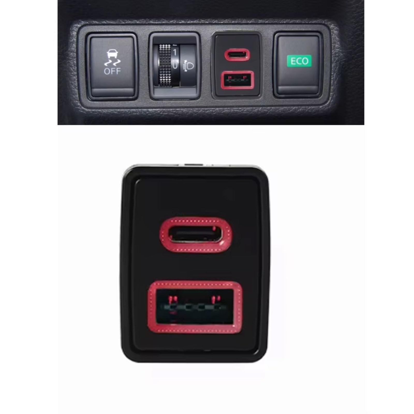 Compatible Avec Nissan Pour Teana Pour Sylphy Pour Qashqai 12 V 24 V Double Pour Type C PD QC3.0 Prise USB Étanche Remplacement Haute Vitesse Interface USB AUX voiture