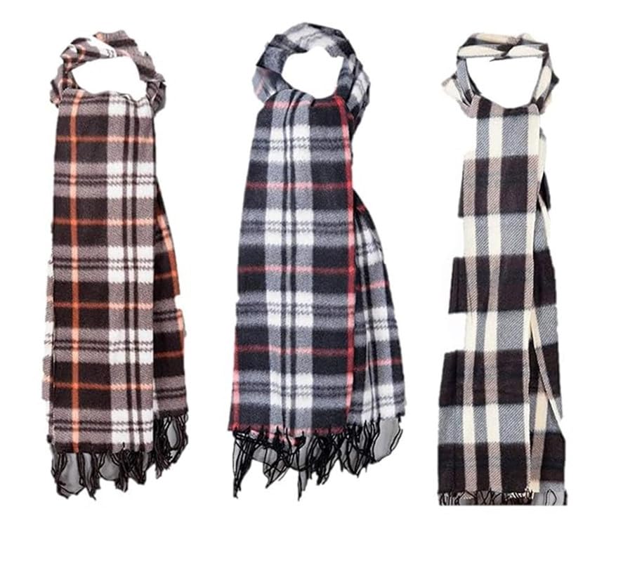 w+ Unisex Multicolour Checkered Fleece Muffler Cum Scarf (Pack Of 3) (Multicolour Small Check, Free Size)-picture-15
