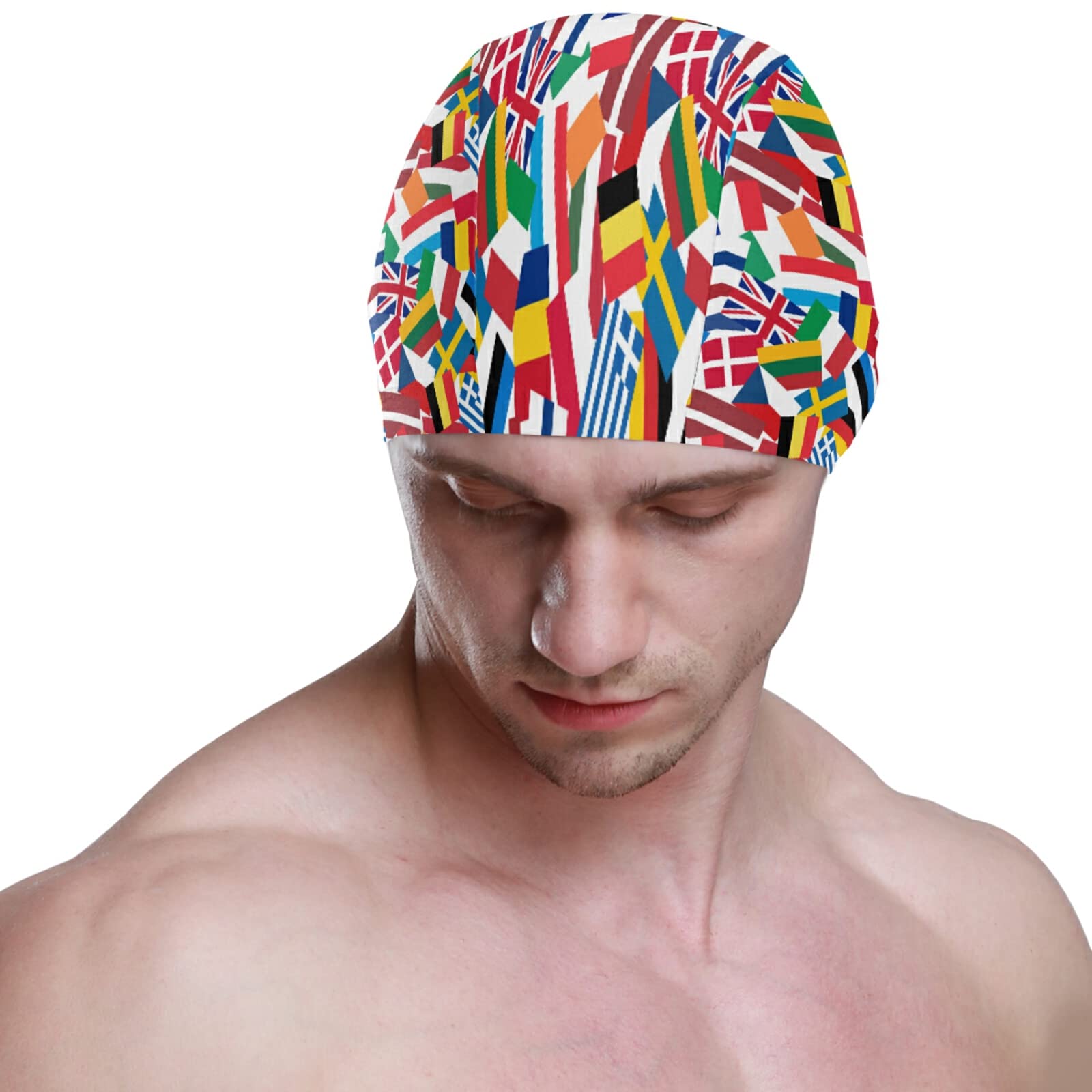Dallonan Swimming Cap Flag Unisex Adult Swim Cap Polyester