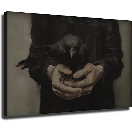 Enchanting Raven Dark Academia Wall Art: Captivating Victorian Elegance for Gothic Home Decor