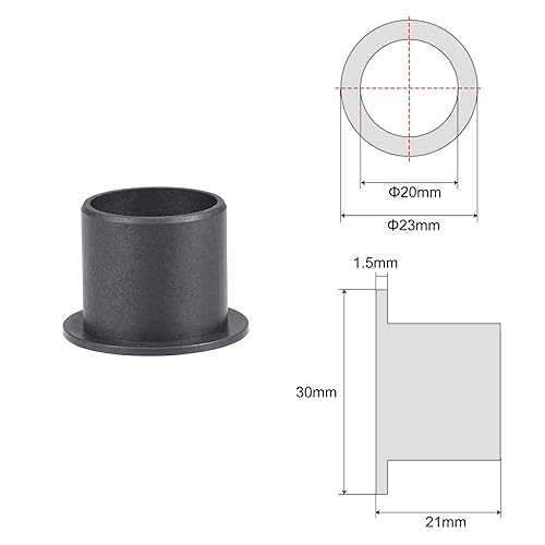 Miniatura 67 de uxcell Los rodamientos ensanchados de la manga 32.8 ft m diámetro interior 39.4 ft m OD 19.7 ft m longitud POM envueltos bujes sin aceite negro