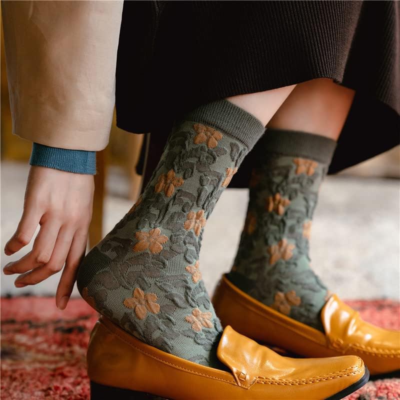 Vintage Embroidered Floral Socks for Women Combed Cotton Crew Socks - Image 5