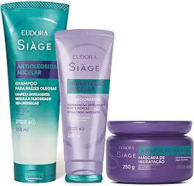 Combo Siàge Hidratação Micelar: Shampoo Anti Oleosidade 250ml + Condicionador 200ml + Máscara Capilar 250g