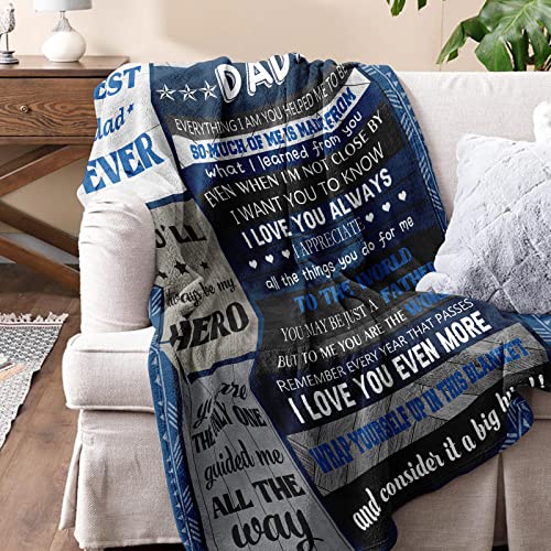 Quilazy Gifts for Dad Blanket, Dad Gifts from Daughter Son, Happy Christmas Father's Day Anniversary Birthday Gift for Dads Who Want Nothing, Best Daddy Dads Father Ever Gifts Throw Blanket 60"X50" - Image 3