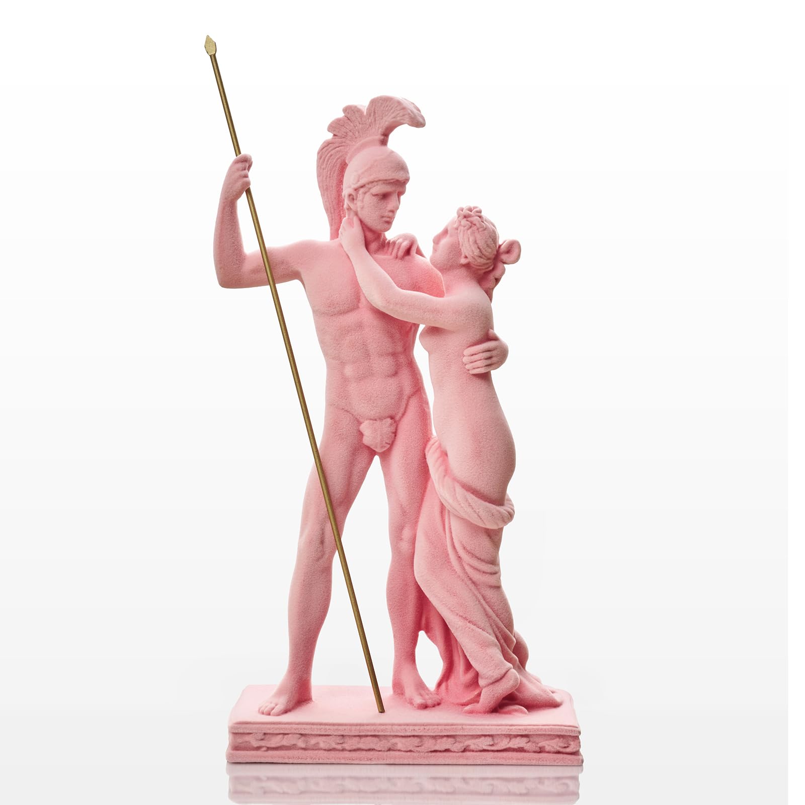 Sculpture floquée Ares et Aphrodite rose pour salon et bureau élégant
