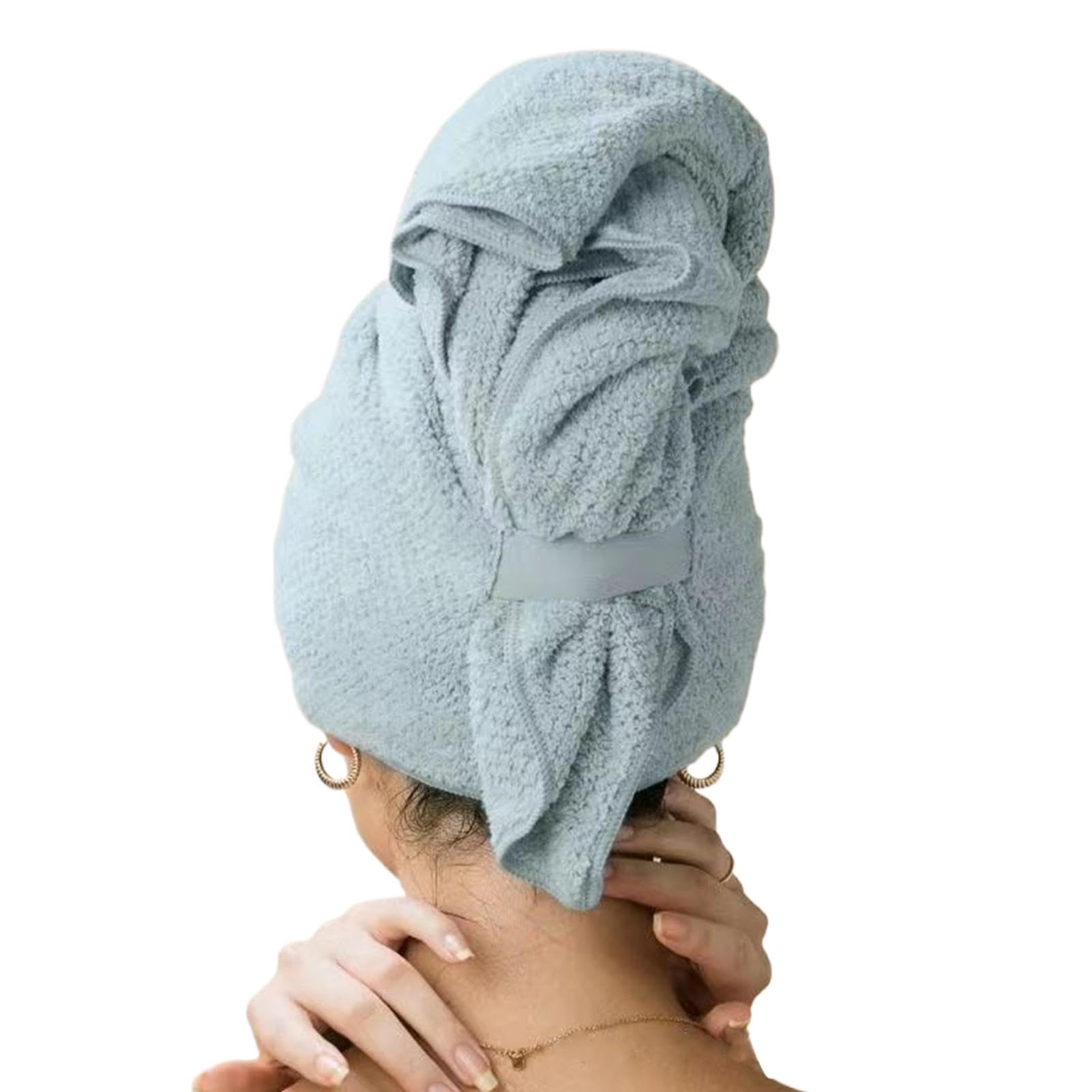 dmqdu Hair Towel, Hair Drying Towel, 24 x 40 Inch Microfibre Hair Towel Wrap, Hair Turban Towel, Anti-Frizz Wet Hair Wrap with Elastic Bands for Wet, Curly, Long Hair