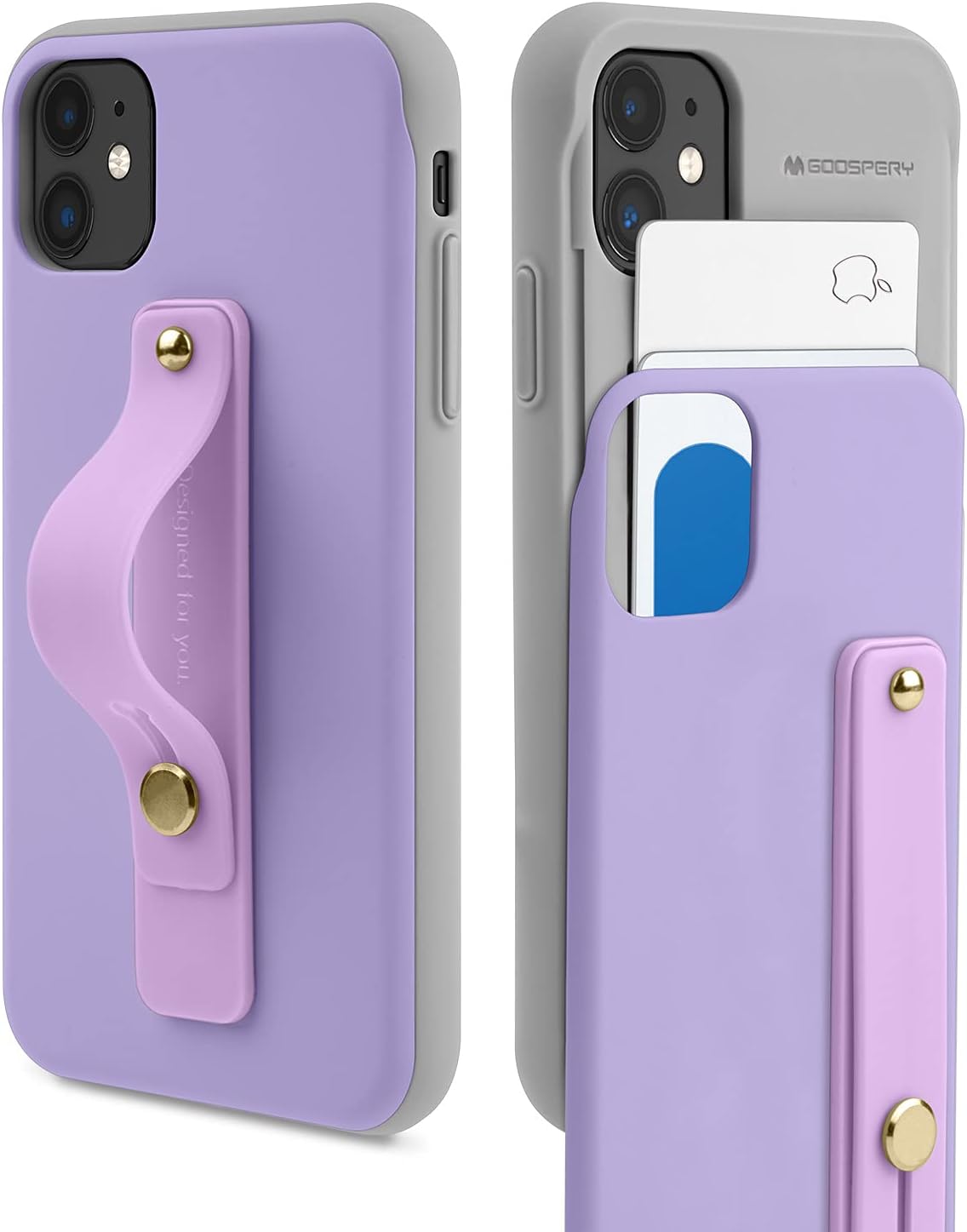 GOOSPERY SlideTok iPhone 11 Case with Card Holder, Finger Grip