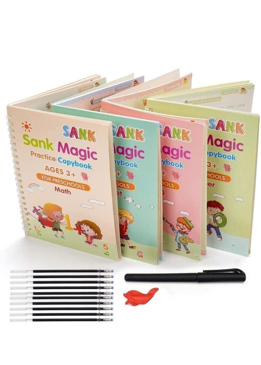 Sank Magic Practice Copybook Set for Kids (Pack of 1 Set / 4 Books) | 3D Grooved Design, Reusable Writing Books, Auto-Disappearing Ink, Handwriting Improvement Tool-image-26