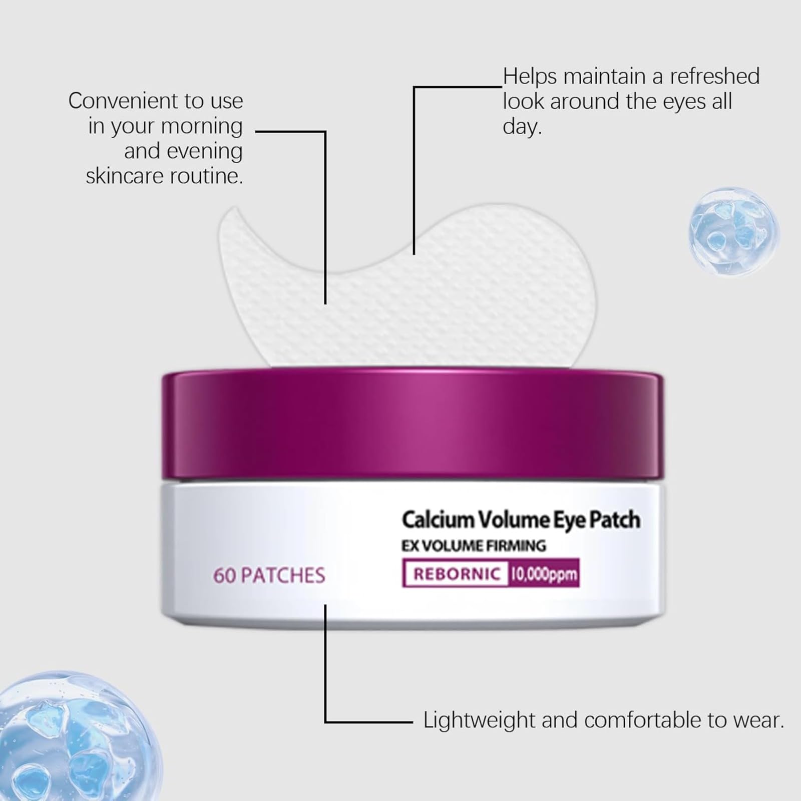 Wapnia plastry pod oczy, hydrożelowe plastry pod oczy, opuchnięte oczy i ciemne koła, kolagen infused anti-aging, ujędrniające żelowe pady nawilżające do cienkich linii i suchości, codzienna
