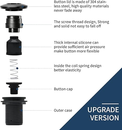 Miniatura 2 de Kit de interruptor de aire de eliminación de basura, salida única, parte superior del fregadero, eliminación de residuos, acero inoxidable, negro,