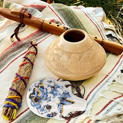 MILISTEN 6 Loch Ocarina Glazed Keramik Ocarina Instrument Alto C Anhänger Ocarina Halskette Flöte Weinflasche Stil China Blau für Kinder Erwachsene Anfänger (Schmetterling)