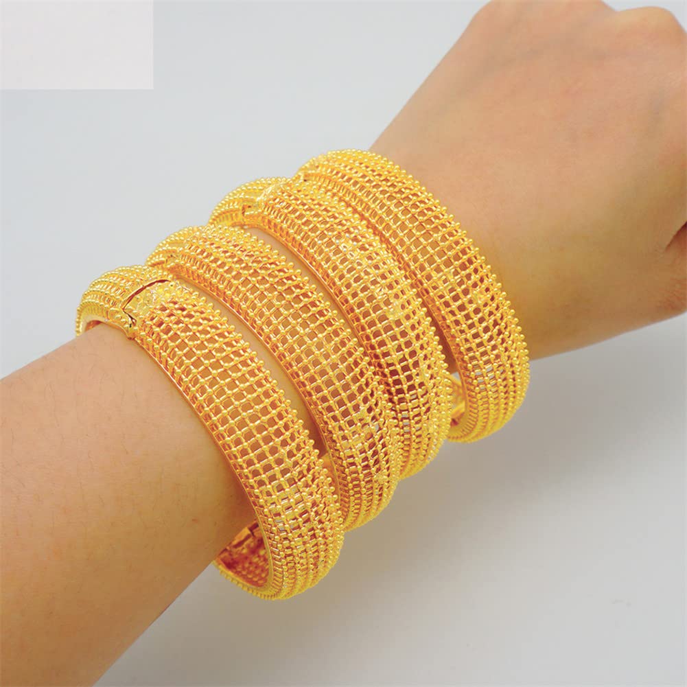 Gold Color Ethiopian Dubai Bangles Women African Bracelets Nigeria